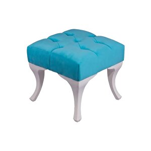 Kapitoneli Kapıönü Ayak Ucu Bench Puf Makyaj Koltuğu– 40 x 40 cm - Mavi