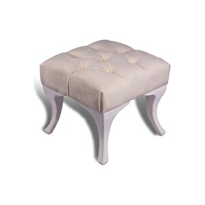Kapitoneli Kapıönü Ayak Ucu Bench Puf Makyaj Koltuğu– 45 x 45 cm - Krem