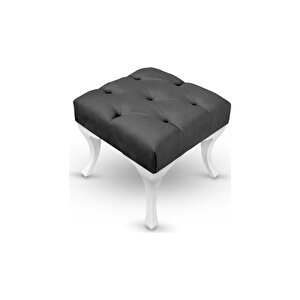 Kapitoneli Kapıönü Ayak Ucu Bench Puf Makyaj Koltuğu– 50 x 50 cm - Koyu Gri