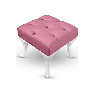 Kapitoneli Kapıönü Ayak Ucu Bench Puf Makyaj Koltuğu– 50 x 50 cm - Pudra Pembe