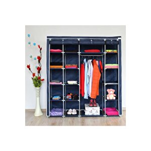 Starck Xtra Çift Yandan Raflı Çelik Profilli Bez Dolap - Laci̇vert