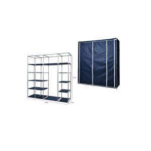 Starck Xtra Çift Yandan Raflı Çelik Profilli Bez Dolap - Laci̇vert