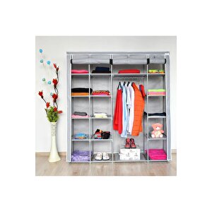Starck Xtra Çift Yandan Raflı Çelik Profilli Bez Dolap - Gri̇