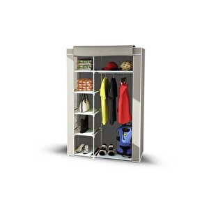 Dzgn Home Tek Yandan Raflı Metal Bez Dolap Gardırop-Gri