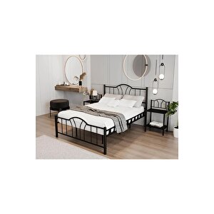 Dzgn Home Bella Çi̇ft Ki̇şi̇li̇k Ferforje Metal Karyola - Si̇yah - 150 x 200 cm