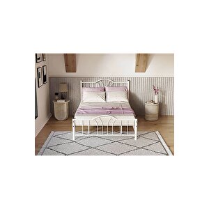 Dzgn Home Bella Çi̇ft Ki̇şi̇li̇k Ferforje Metal Karyola - Beyaz 140 x 190 cm