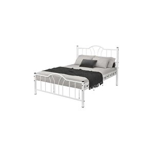 Dzgn Home Bella Çi̇ft Ki̇şi̇li̇k Ferforje Metal Karyola - Beyaz 140 x 190 cm