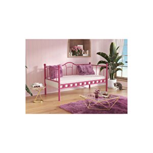 Dzgn Home Kamelya Sedi̇r Metal Karyola - Pembe - 90 x 200 cm