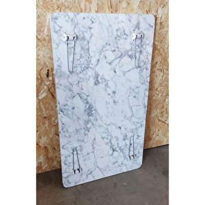 Ahşap Dikdörtgen Yer Sofrası-Hamur Açma Masası Beyaz Mermer 60 x 90 cm