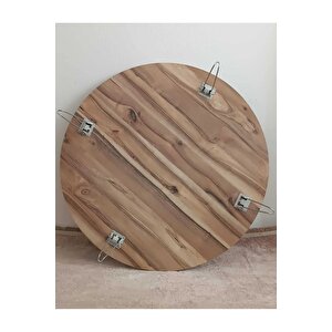 Katlanabilir Metal Ayaklı Ahşap Yer Sofrası Tepsi̇ Sini - 100 cm - Kahverengi