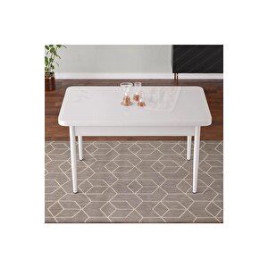 Dzgn Home 70 x 110 cm Beyaz Mdf Masa Sabi̇t Mutfak Masası, Yemek Masası
