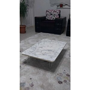 Ahşap Dikdörtgen Yer Sofrası-Hamur Açma Masası - Beyaz Mermer 70 x 120 cm