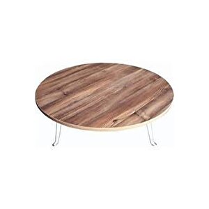 Katlanabilir Metal Ayaklı Ahşap Yer Sofrası Tepsi̇ Sini̇ - 60 cm - Kahverengi