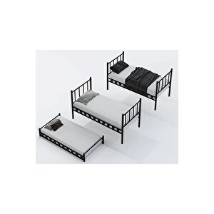 Zambak Yavrulu Genç Çocuk Odası Metal Ranza Ve Karyola - Lacivert - 90 x 200 cm
