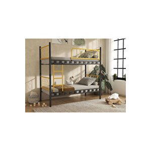 Dzgn Home Meti̇s Genç Çocuk Yatak Odası Metal Ranza Ve Karyola - Sarı - 90 x 200 cm