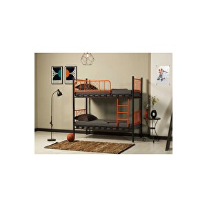 Dzgn Home Meti̇s Genç Çocuk Yatak Odası Metal Ranza Ve Karyola - Siyah - 90 x 200 cm