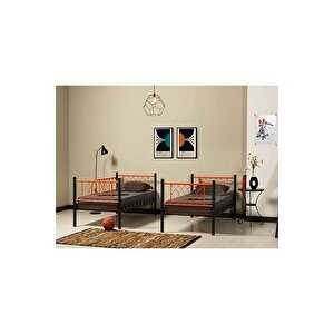 Dzgn Home Meti̇s Genç Çocuk Yatak Odası Metal Ranza Ve Karyola - Siyah - 90 x 200 cm