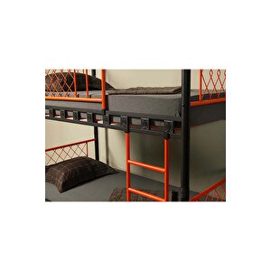 Dzgn Home Meti̇s Genç Çocuk Yatak Odası Metal Ranza Ve Karyola - Siyah - 90 x 200 cm