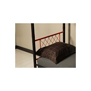 Dzgn Home Meti̇s Genç Çocuk Yatak Odası Metal Ranza Ve Karyola - Siyah - 90 x 200 cm