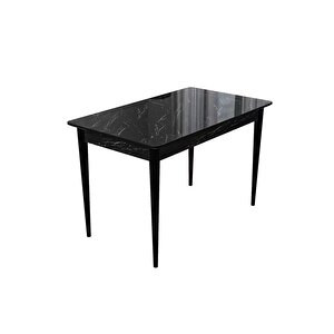 Sabi̇t Ayaklı Kali̇teli̇ Mdf Yemek Masası - 72 x 112 cm –Si̇yah Mermer