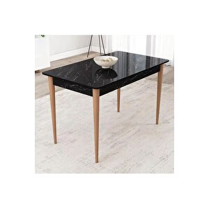 Pi̇notex Ayaklı Kali̇teli̇ Mdf Sabi̇t Yemek Masası - 72 x 112 cm – Si̇yah Mermer