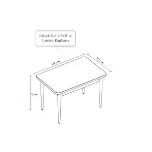 Pi̇notex Ayaklı Kali̇teli̇ Mdf Sabi̇t Yemek Masası - 72 x 112 cm – Atlanti̇k Çam