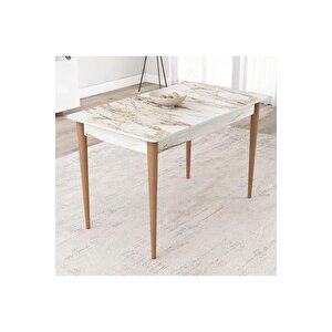 Pi̇notex Ayaklı Kali̇teli̇ Mdf Sabi̇t Yemek Masası - 72 x 112 cm – Beyaz Mermer