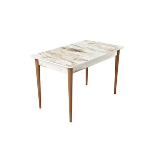 Pi̇notex Ayaklı Kali̇teli̇ Mdf Sabi̇t Yemek Masası - 72 x 112 cm – Beyaz Mermer