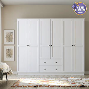 Side 6 Kapak 2 Çekmece Gardırop 184 Cm 184 cm