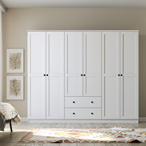Side 6 Kapak 2 Çekmece Gardırop 184 Cm 184 cm