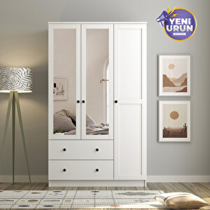 Side 3 Kapak 2 Çekmece Aynalı Gardırop 210 Cm 210 cm