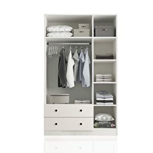 Side 3 Kapak 2 Çekmece Aynalı Gardırop 210 Cm 210 cm