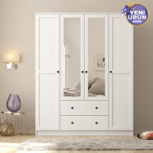 Side 4 Kapak 2 Çekmece Aynalı Gardırop 184 Cm