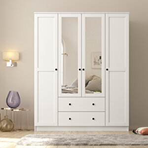 Side 4 Kapak 2 Çekmece Aynalı Gardırop 184 Cm