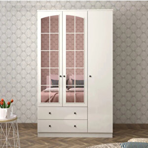 Rose 3 Kapak 2 Çekmece Aynalı Gardırop 184 Cm 184 cm