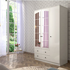 Rose 3 Kapak 2 Çekmece Aynalı Gardırop 184 Cm 184 cm