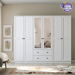 Side 6 Kapak 2 Çekmece Aynalı Gardırop 184 Cm 184 cm