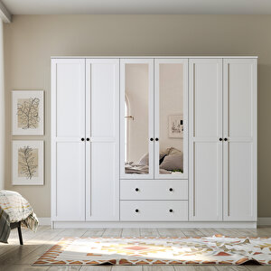 Side 6 Kapak 2 Çekmece Aynalı Gardırop 184 Cm 184 cm