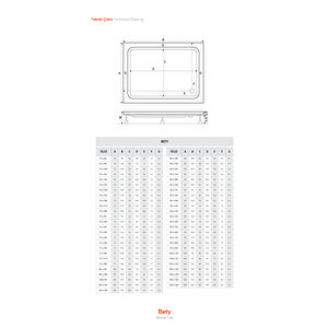 Bety Dikdörtgen, Panelli Duş Teknesi H:18 100x115 cm