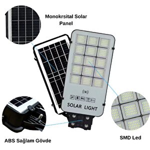 300 Watt Güneş Enerjili Solar Sokak Ve Yol Aydınlatma Armatürü (beyaz Işık)