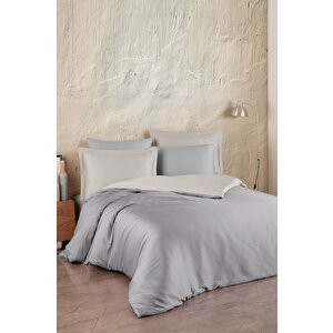 Laura Home Pamuk Saten Nevresim Takımı Taş-gri̇-family Size