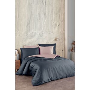 Laura Home Pamuk Saten Nevresim Takımı Antrasi̇t-pudra-family Size
