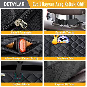 Haegs Evcil Hayvan Için Araba Koltuk Kılıfı, Oto Köpek Koltuk Örtüsü, Su Geçirmez Hamak 600d Ağır Hizmet Tipi Çizilmeye Dayanıklı Kaymaz Bagaj Köpek Örtüsü Araba Pickup Ve Suv`lar Için- Siyah