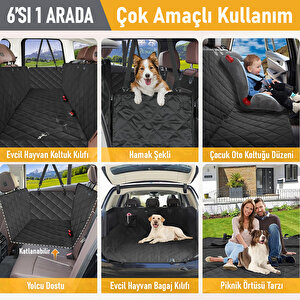 Haegs Evcil Hayvan Için Araba Koltuk Kılıfı, Oto Köpek Koltuk Örtüsü, Su Geçirmez Hamak 600d Ağır Hizmet Tipi Çizilmeye Dayanıklı Kaymaz Bagaj Köpek Örtüsü Araba Pickup Ve Suv`lar Için- Siyah