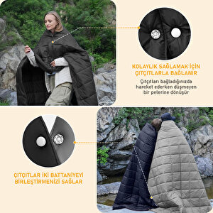 Haegs Kamp Battaniyesi - Dış Mekan Hafif Kompakt Seyahat Yorganı Kamp Yürüyüş Outdoor Şal, Battaniye 175-135 Cm Gri