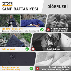 Haegs Kamp Battaniyesi - Dış Mekan Hafif Kompakt Seyahat Yorganı Kamp Yürüyüş Outdoor Şal, Battaniye 175-135 Cm Gri
