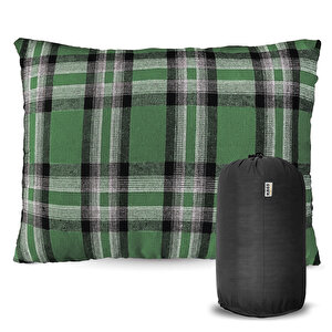 Haegs Kamp Yastığı, Seyahat Yastığı, Silikon Elyaf Dolgulu Hafif Küçük Yastık, Orta Sertlikte, Nefes Alabilir Kılıf, Kamp, Uçak Ve Araba İçin İdeal 30x45cm Flanel Yeşil