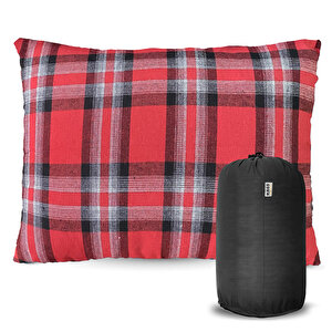 Haegs Kamp Yastığı, Seyahat Yastığı, Silikon Elyaf Dolgulu Hafif Küçük Yastık, Orta Sertlikte, Nefes Alabilir Kılıf, Kamp, Uçak Ve Araba İçin İdeal 30x45cm Flanel Kırmızı