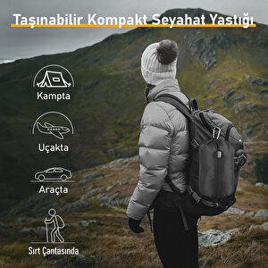 Haegs Kamp Yastığı, Seyahat Yastığı, Silikon Elyaf Dolgulu Hafif Küçük Yastık, Orta Sertlikte, Nefes Alabilir Kılıf, Kamp, Uçak Ve Araba İçin İdeal 30x45cm Polar Antrasit