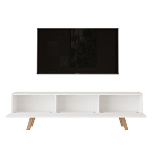Robin Home Marlon Tv Ünitesi 3 Kapaklı 180cm Ahşap Ayaklı Beyaz